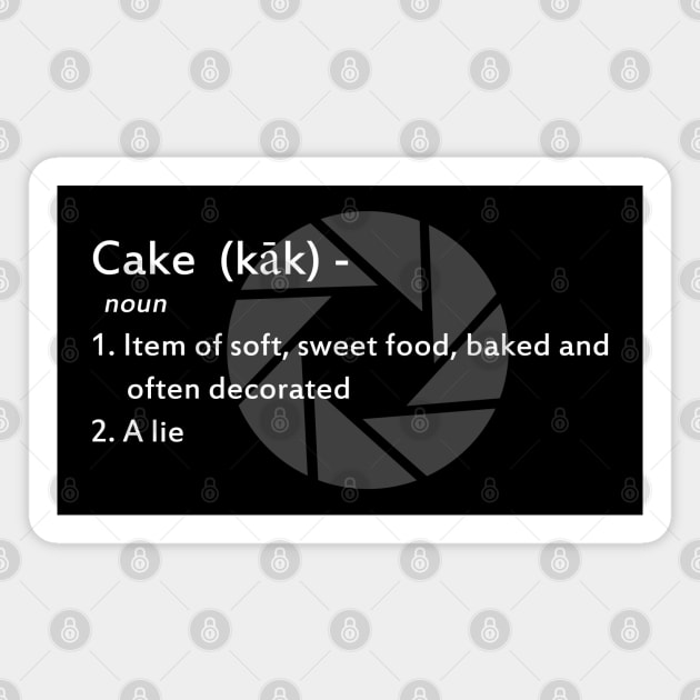 Portal Cake definition (white text) Magnet by Kaztiel